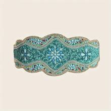 1 Piece Fashion Temperament Bohemian Hand Beaded Belt Elegant Elastic Wide Belt Classic Dress Coats Belt Ladies Party Banquet Holiday Gift - 藍色 - 查看 13