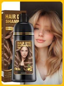 四合一男女通用黑色、浅棕色、深棕色、栗色染发洗发水，遮盖白发，蓬松秀发，即时染发洗发水，持久四合一染发剂，半永久性染发剂。咖啡棕色洗发水