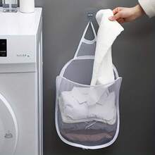 Foldable Hanging Laundry Basket - Collapsible Wall Mount Hamper Bag For Bathroom, Bedroom & Closet, Space Saving & Rental Friendly