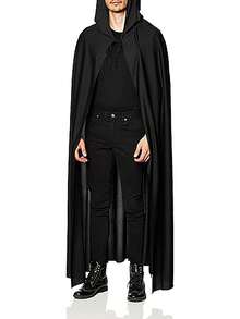 1件萬聖節死神造型服裝－中性連帽披風，黑色透明布料，女巫、惡魔、吸血鬼風格，萬聖節服裝，面具派對、表演使用（5種長度可選，透氣輕量布料） - 彩色 - 查看 3