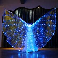 1 pieza Alas de danza del vientre de poliéster brillante, accesorio de disfraz de alas de hada iridiscente de mariposa para Pascua, Navidad, Halloween, actuación de danza del vientre, fiesta, baile