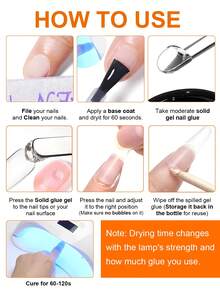 TWOING 2 Bottles Solid Nail Glue Gel Set, Extra Large Capacity Strong Adhesive For Press-On Nails, False Nail Tips & Rhinestones, UV Light Cured Multi-Use 3D Sculpting Gel For DIY Nail Art - 無色 - 查看 7