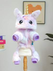 1 件宠物衣服，可爱小狗/小猫服装，小型犬/幼犬秋冬保暖舒适服装 - 紫色独角兽 - 彩色 - 查看 5