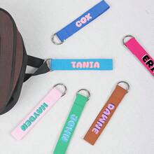 Personalized Name Tag, Diffrent Color Tag, Sports Bag Tag, School Bag Tag, Backpack Tag, Custom Keychain, Lunch Bag Tag Wrislet Personalized, Personalized Tag, Personalized Bag Tag, Gift Idea, Nametag, Bag Accessory, Bag Tag, Luggage Tag, Zipper Pull, Embroidered, Cotton Webbing, Personalized Nametag, Kids Accessory - Multicolor - View 2