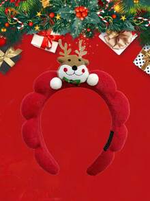 1pc 2026 Reindeer Antler Christmas Headband, New Cartoon Costume Plush Sponge Reindeer Santa Claus Party Headpiece, Hair Band, Hair Hoop