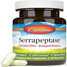 Carlson - Serrapeptase, 120000 SPUs - Delayed Release, Immune Support, Joint Function &Amp; Optimal Wellness, 30 Vegetarian Capsules - Trắng - Xem 5