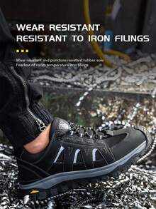 (Size Runs Small, Please Order One Size Large)1 Pair Steel Toe Shoes For Men Safety Shoes For Women,Work Safety Shoes Steel Toe Sneakers Comfortable Lightweight Work Trainer Puncture Proof Black Rubber Sole Indestructible Work Shoes For Climbing,Warehouses,Gardening,Outdoor Work And Prefect Gifts And Construction Work Protective Boots For Outdoor Exploration,Traveling,Running Shoes Hiking Shoes For Men Women Shoes - Black - View 9