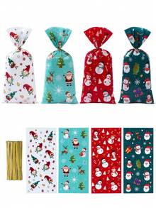 25/50/100 Stück Weihnachtsgeschenktüten mit goldenem Band, Weihnachtsmann Süßigkeitentüten, Schneemann Weihnachtsmann Geschenkverpackungstüten, Schneemann Weihnachtsgeschenkverpackung, Cellophan Süßigkeitentüten, Weihnachtsparty Geschenke, Weihnachtsparty Zubehör, Plätzchen Backverpackungstüten, Weihnachtsdekoration, Weihnachtsgeschenke, Dekoration, 2026 Neujahr