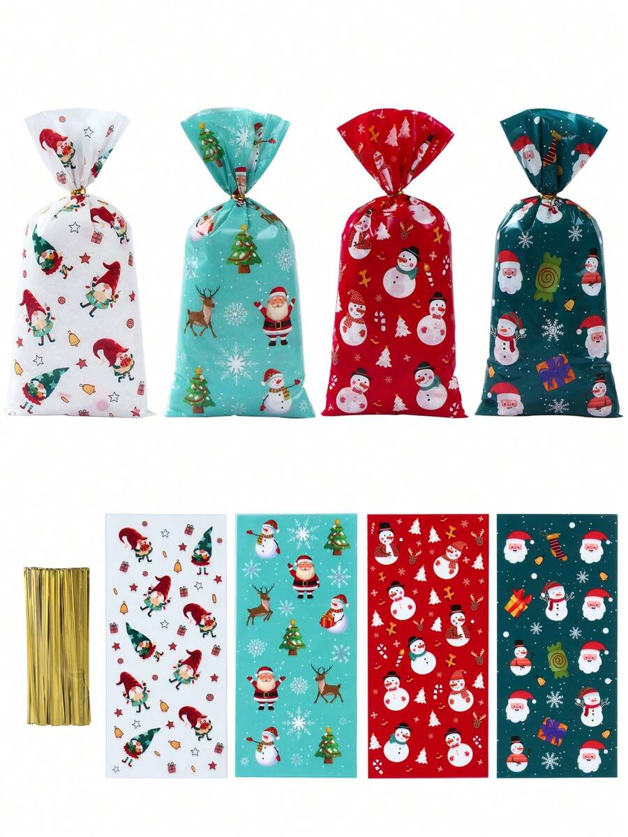 25/50/100 Stück Weihnachtsgeschenktüten mit goldenem Band, Weihnachtsmann Süßigkeitentüten, Schneemann Weihnachtsmann Geschenkverpackungstüten, Schneemann Weihnachtsgeschenkverpackung, Cellophan Süßigkeitentüten, Weihnachtsparty Geschenke, Weihnachtsparty Zubehör, Plätzchen Backverpackungstüten, Weihnachtsdekoration, Weihnachtsgeschenke, Dekoration, 2026 Neujahr