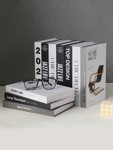 3Pcs Minimalist Faux Book Set, Black White Decorative Books For Home Decor, Hotel Villa Bookshelf Desk Display Prop - Multicolor - View 2