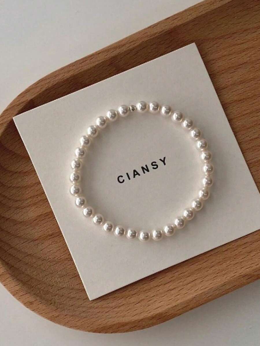 1pc Exquisite S925 Sterling Silver Pearl Bracelet, Niche Design, Luxurious Feel, Suitable For Party, Gift, And Daily Wear