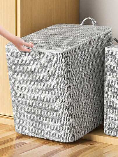 1pc Storage Bag, Foldable Clothes Organizer Bag, Large Capacity Wardrobe Storage Bag, Collapsible Laundry Basket