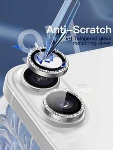 3片装相机镜头保护膜，兼容 17 Pro Max、17、17 Air、17 Pro、16 Pro Max、16、16 Pro、16 Plus、15 Pro Max、15 Pro、15 Plus、14、13、12、11，闪亮独立9H钢化玻璃金属保护壳，高清透明（白色） - 銀色 - 查看 4