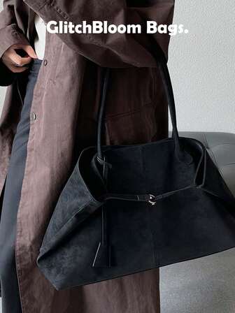 1pc Autumn/Winter Fashion Versatile Classic New Retro High-End Suede Tote Bag, Large Capacity Casual Commuter Shoulder Handbag, Suitable For Women Shopping, Party, Gift