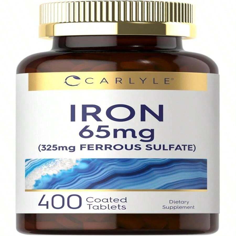 Carlyle Iron Ferrous Sulfate 325mg, 65 Mg | 400 Tablets | Non-GMO, Gluten Free, And Vegetarian Supplement | High Potency - Trắng - Xem 1