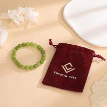 Vibe Green Jade Bracelet - Healing Wealth Bracelet - Jade Beaded Bracelet Women Men - Bring Good Luck Prosperity And Emotional Balance - Adjustable Size - Peridot - 查看 2