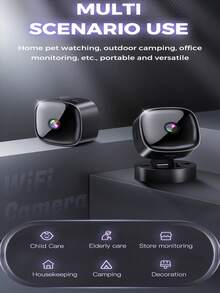 Camera WIFI mini cầm tay độ nét cao 1080P nhìn đêm, có thể điều chỉnh 360°, thích hợp để bàn, treo tường, lắp đặt trên trần nhà, báo động phát hiện di động, hỗ trợ thẻ TF và lưu trữ đám mây, thích hợp cho phòng ngủ gia đình, hành lang, cũi trẻ em, văn phòng - màu đen - Xem 6