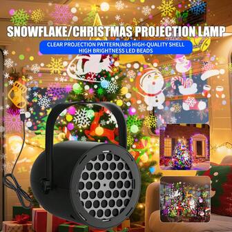 1pc Holiday Atmosphere Projection Lamp, Christmas Pattern USB Outdoor Courtyard Projection Lamp, Lawn Party Decoration Lamp, Winter Atmosphere Lamp, USB Plug And Play Suitable For Home Decoration, Family Gatherings Halloween/Christmas Decorations