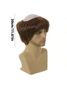 1 件圣诞节角色扮演光头假发、僧侣假发、棕色和银色光头帽、成人僧侣角色扮演装饰道具