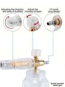 高压汽车清洁水枪，带泡沫瓶的高压洗车喷雾器，配有 1/4 英寸快速连接器雪泡喷枪和 5 个喷嘴和夹式喷嘴支架，适用于汽车、花园清洁、汽车配件 - 彩色 - 查看 3