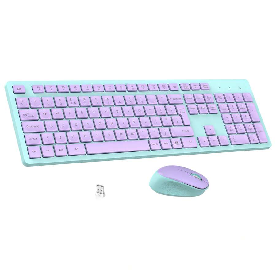 LeadsaiL Wireless Keyboard And Mouse Combo, Full-Sized Ergonomic ...