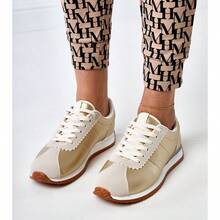 White Canvas Sneakers With Black Insert Mydland - Gold - View 2