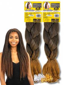Kit 2 Cabelo Super Jumbo Tranças Box Braid Ser Mulher + Anéis - Dark Brown - Visão 6