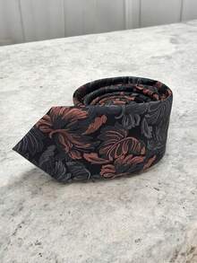 Luxury Men's Skinny Ties Polyester Silk Solid Polka Dot Striped Check Skinny Jacquard Groomsman Tie - Màu xám đen - Xem 2