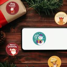 [Christmas Essential] 500pcs Envelope Sticker Set! 1-Inch Round Design, Santa Claus/Snowman/Christmas Tree/Gingerbread Man Pattern, Holiday Card, Gift Wrapping, Party Decoration Stickers