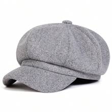 1 pieza Sombrero octogonal de fieltro de lana de unicolor para mujer, boina de moda, versátil para exteriores, casual, negocios, fiestas, cálido para otoño/invierno - Multicolor - Ver 4