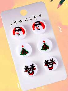 1-3 Pairs Cute Christmas Earrings Set, Christmas Scarf Snowman, Gingerbread, Christmas Tree Earrings Set, Fashionable Snowman, Gingerbread, Christmas Tree Earrings, Stylish Halloween Earrings Set Suitable For Holiday Parties, Gatherings With Friends, Street Style, Daily Wear, Suitable For Christmas, Halloween (Excluding Card Paper)