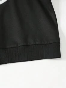 2pcs/Set Teen GirlCasual Butterfly Print Long Sleeve Sweatshirt And Pants Set, Fashionable Fitted, Autumn/Winter - Black - View 4