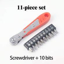 11件/20件/34件直角棘轮螺丝刀套装，36齿迷你棘轮扳手，磁性偏置螺丝刀，适用于狭窄空间的维修工具 - 紅色 - 查看 14
