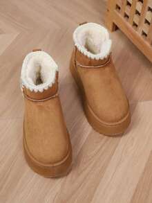 Botas de Neve de Inverno Femininas, Cano Curto, Forro Peludo, Quente, Confortável, Sola Grossa, Botas de Neve para Tornozelo