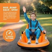 Huisuilinss Ride On Bumper Car,Kids 12V Electric Bumper Car W/Parent Remote,2-Speed,2 Driving Mode,360°Spin,Music & Lights,Toddlers Bumping Toy,Ride On Toys For Boys & Girls - Orange - View 2