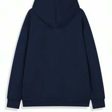 White Men's Heavy Hooded Sweatshirt - Fitness And Casual Winter Wear, Front Pocket, Long Sleeve Sports Pullover Sweatshirt, Navy/Red/White/Black/Gray/Beige, Machine Wash Training Clothing. Geometric Pattern Printed, Hooded Design Is Suitable For Outdoor Activities And Everyday Wear. Regular Fitted With Drawstring Hood For Autumn And Winter, Ideal For Fitness And Leisure Travel, Durable Fabrics, High-Quality Stitching - Black - View 8