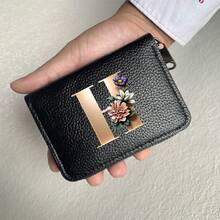 Portafoglio in pelle PU con stampa a lettere, cerniera a fisarmonica, porta carte di credito, portafoglio da uomo, regalo per uomo e donna, portafoglio da donna, portafoglio da uomo, porta carte di credito, portamonete, mini portafoglio, portafoglio - nero - Visualizzare 16