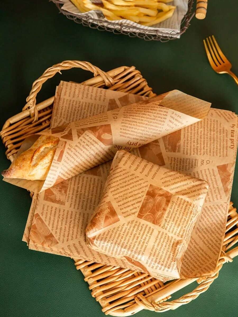 50/100/200張 食品包裝紙 三明治包裝紙 烘焙紙 防水防油 適用於麵包、三明治、燒烤防油墊紙、烘焙、炸雞