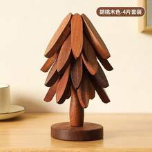 1 Set Of 3 Wooden Heat-Resistant Cup Coasters With Base, Creative Artwork For Dining Table, Decorations For Christmas, Housewarming, Wedding Or Religious Festivals - Multicolor - View 11