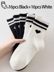 40/30/24/20/10/8/6/4/2 Stücke Unisex bequeme Sportsocken, geeignet für Training/Herbst/Winter, Damen Langsocken, antibakteriell, Schwarz/Weiß Farbe - Verschiedenfarbig - Übersicht 35