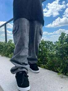 Dazzling Men's Large Plus Size Cargo Pants With Style And Comfort - 石墨 - 查看 2