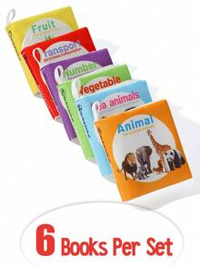 6pcs Newborn Early Education Cloth Books Set - 0-6 Months Baby Waterproof Tear-Resistant Cognitive Toys, 6 Themes Crinkle Paper Grab Training, Milestone Gift For Newborn, Christmas/Halloween/Thanksgiving Holiday Gift