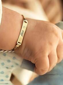 1pc Engraved Personalized Charm Bracelet - Unique Name/Date, Stylish Stainless Steel Figaro Link, Gold-Plated Adjustable Gift For Daughter, Son Or Family On Birthday Stylish, Fall Fashion, Contracted, Simple, Casual, Old Money, Cuties Custom, Personalized, Unique Ideal Gifts For Her Mom, Family, Daughter, Dad, Son For Anniversaries, For Valentine's Day, For Mother's Day, For Father's Day