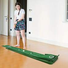 8ft Portable Golf Putting Mat – Indoor/Outdoor Putting Green With Alignment Guides | Realistic Turf & Ball Return For Home/Office | Durable ABS Fabric, Ideal Gift For Golfers, Ideal For Home Or Office And Golfers - Green - View 2