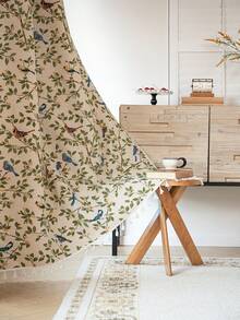 1 件复古花卉和鸟类提花窗帘，涤纶房间窗帘，客厅窗帘，厨房窗帘，杆袋窗帘，适用于厨房和各种房间 - 无配件，可机洗，秋季装饰，四季皆宜 - 彩色 - 查看 19