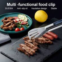 1 Stück 7/9/11/13 Zoll Edelstahl rutschfeste und hitzebeständige Lebensmittelzange, Haushalts-Brot-Lebensmittel-Clip Küchen-Klemme zum Kochen, Backen, Grillen, Steak