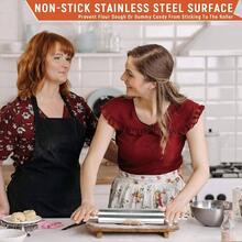 STARLEY-Rodillo para hornear pizza, pastel y galleta, rodillo de masa profesional 5.08X38CM in de acero inoxidable con mango diseño mejor para fondant, pastel de crujido, pastelería, pasta, M incn