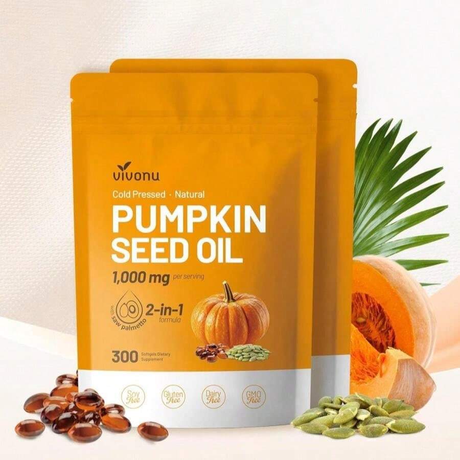 Pumpkin Seed Oil With Saw Palmetto Capsules | Cold Pressed, Pure Virgin Oil, Essential Fatty Acids &Amp; Phytosterols | 300 SoftgelsSupports Hair, Urinary, Bladder &Amp; Prostate Health | Non-GMO
