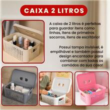 Kit 2 2-Liter Organizer Box With Lid LP House Multipurpose Resistant Exclusive Design - Rosa - Ver 3