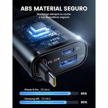 3 in 1 Retrctil Cargador para Auto - Compacto 57W Cargador para Carro Carga Rpida with Tipo CUSB CUSB A, 12V24V Socket 1615, S25S24 Ultra, Android - MX - Ver 5